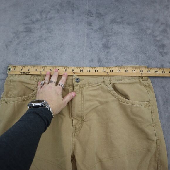 Rei Shorts Mens 38 Brown High Waist Flat Front 5 Pocket Design Casual Chino - Picture 5 of 15